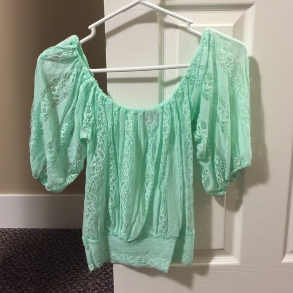 Poof! Mint Green Lace Blouse