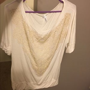 Studio Y gold glitter embellished top