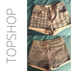 Top shop denim high waisted shorts - USA flag