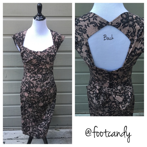 Luscious Los Angeles Dresses & Skirts - Pink & Black Cap Sleeve Midi w/Bow