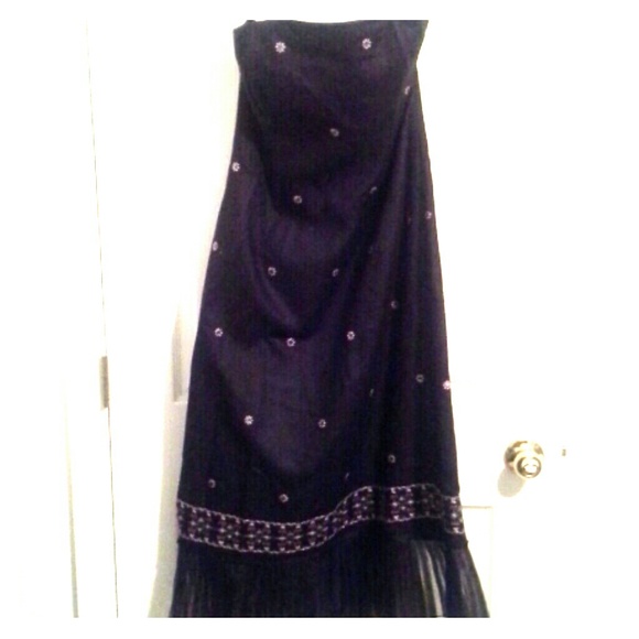 THE LIMITED Strapless Black Linen Dress