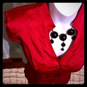 EXPRESS satin-feel button down blouse