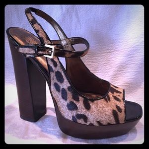 🎉HP-Pelle Moda Cafe Black Calf Hair Platform Heel