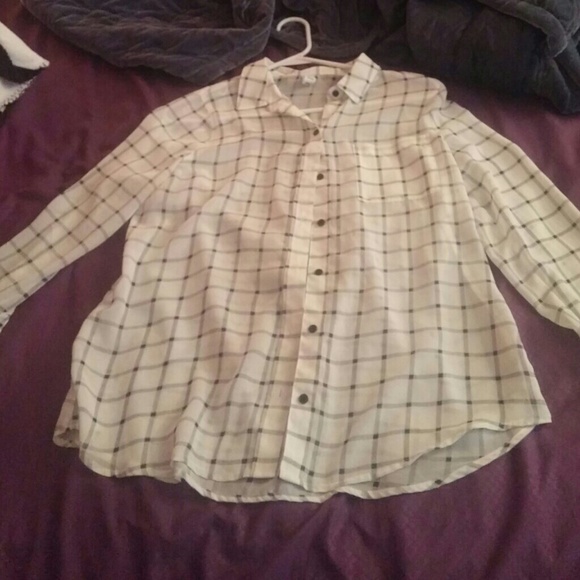 White long sleeve button down blouse