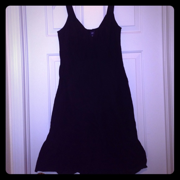 GAP Black Cotton V Neck Empire Waist  Dress