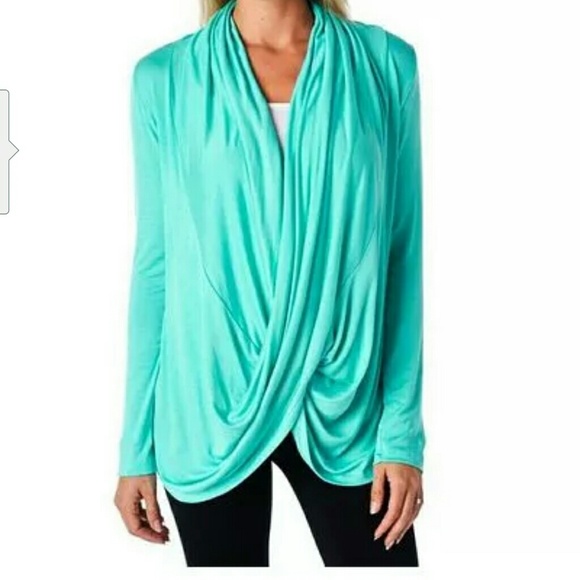 Draped Criss-Cross Cardigan teal, navy, olive, red - Picture 1 of 4