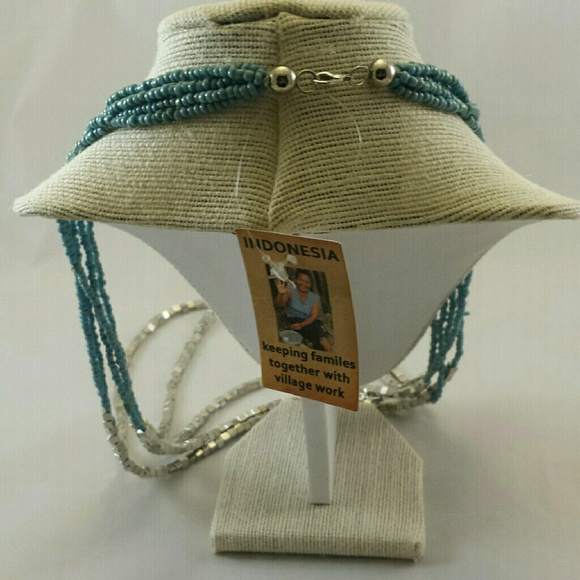 {HP}πGWaC Java Draping Beaded Necklace -Turquoise - Picture 2 of 4