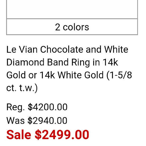 SOLD--LeVian chocolate and White Diamond Band Ring - Picture 2 of 4