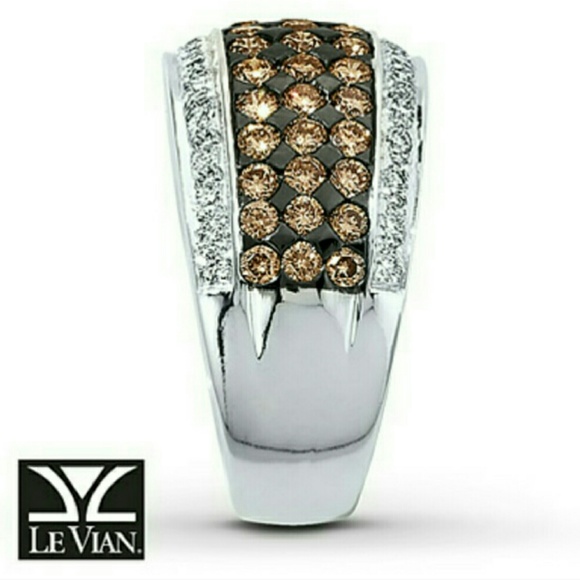 SOLD--LeVian chocolate and White Diamond Band Ring - Picture 3 of 4