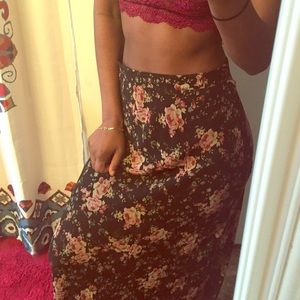 Sheer floral maxi skirt