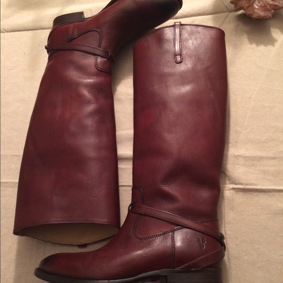 FRYE Burnt Red Smooth Full Grain Leather Knee-High