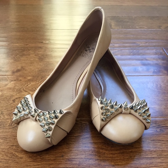 Studded Leather Bow Ballet Flats