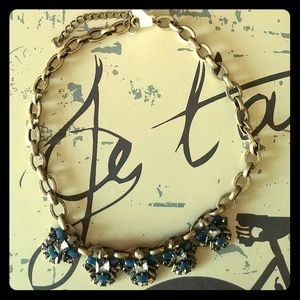 Blue crystal gold necklace
