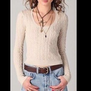 Free People Cropped Cable Sweater