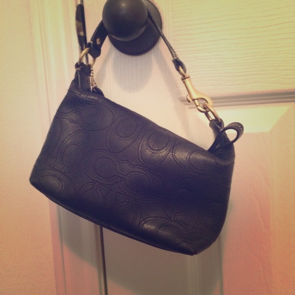 Small black leather coach purse