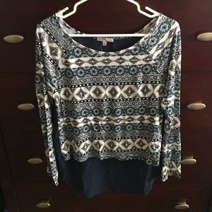 Blue tribal pattern blouse