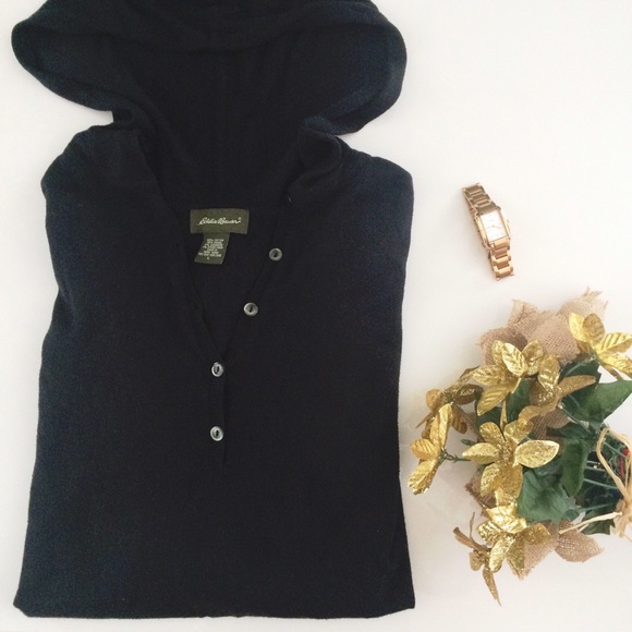 Eddie Bauer Sweaters - Eddie Bauer hooded black cardigan sweater