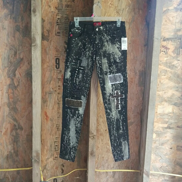 🆕Royal Bones Studded Splattered Skinny Jeans