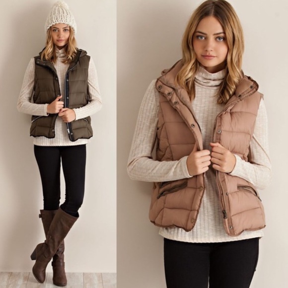 Jackets & Blazers - XX - SEATTLE padded vest with hood-KHAKI