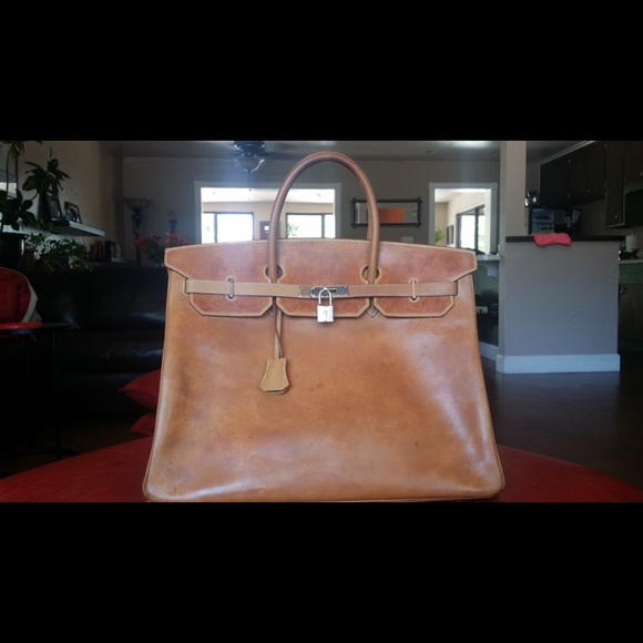 SOLD! Hermes 40cm Birkin with Palladium Saddle leather.