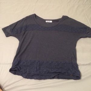 Navy blue shirt slight crop top