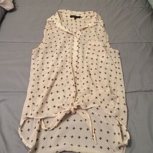 Sleeveless see through high low blouse