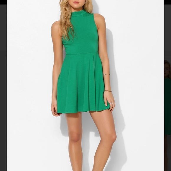Blue Green Turtleneck Medium Dress