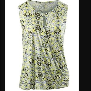 CAbi #257 Large NWT Printed Sleeveless Crossover T