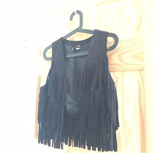 Suede fringe vest