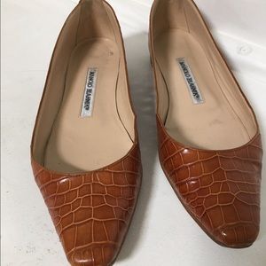 Manolo Blahnik Crocodile Ballet Skimmers