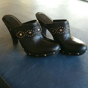 Michael Kors black heeled clogs