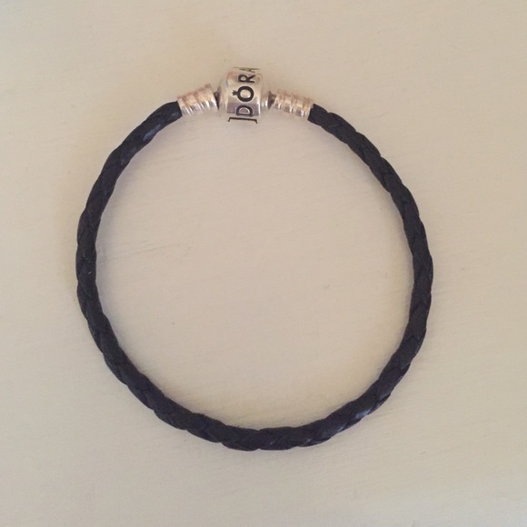 Pandora black leather bracelet