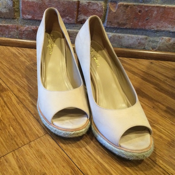 Cole Haan nubuck leather peep toe pump
