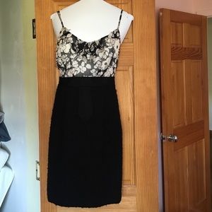 MILLY tweed/silk chiffon combo dress, size 0