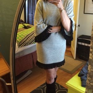 Ethereal fringed sweater dress NWOT