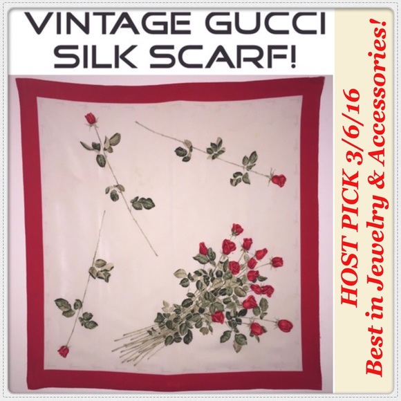 Gucci Accessories - Vintage Gucci 100% Silk Floral Roses Scarf!
