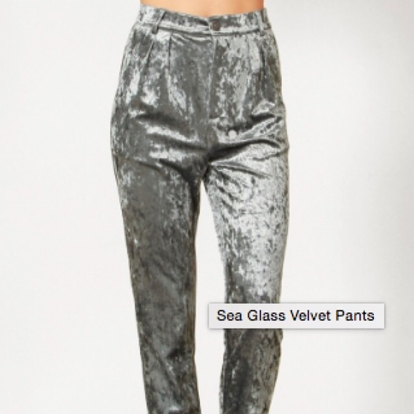 silver velvet pants