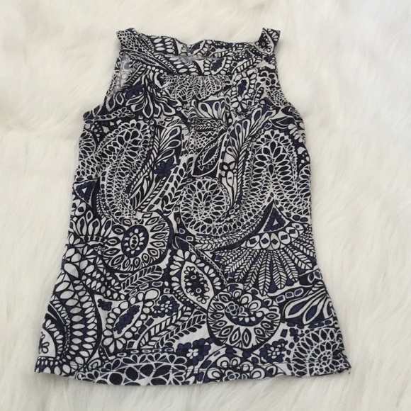 Blue & White Pattern Tank Top