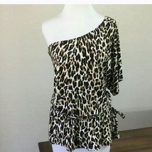 Cheetah Print off the shoulder shirt
