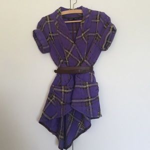 Nanette Lepore Purple Plaid Wool Blazer