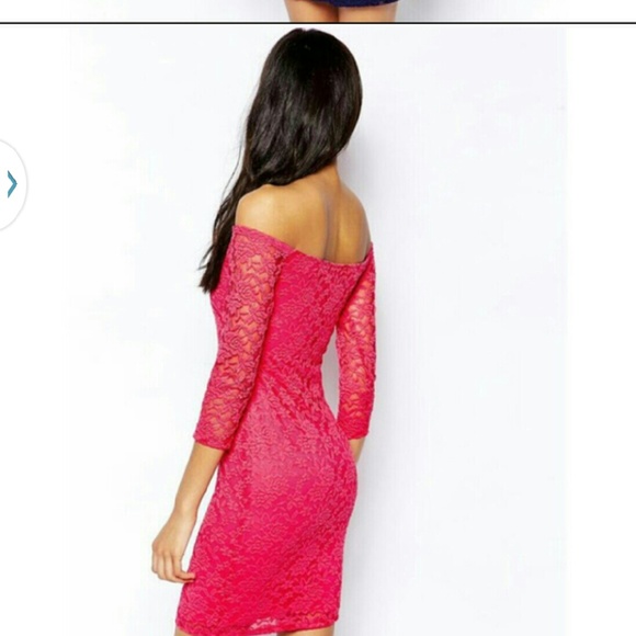 Dark blue n pink lace off shoulder dress small new - Picture 3 of 3