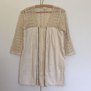 Crochet tunic minidress brass beads Lauren Moffat