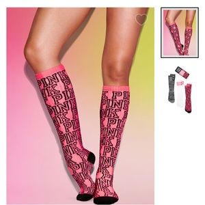 Three Knee High PINK Socks