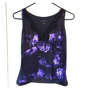 Banana Republic silk camisole w/ lace trim and bow