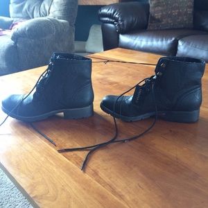 Black Lace-Up Combat Booties
