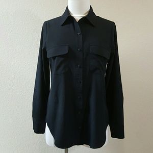 Ro & De black button down blouse