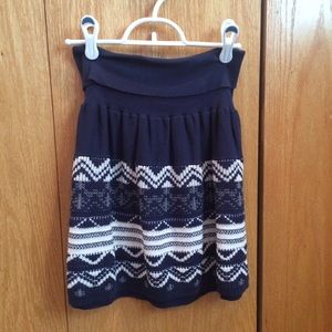 Blue and white patterned skirt