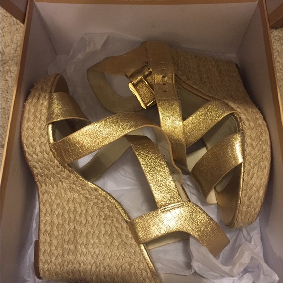 Michael Kors Gold Giovanna Wedges - Picture 2 of 3