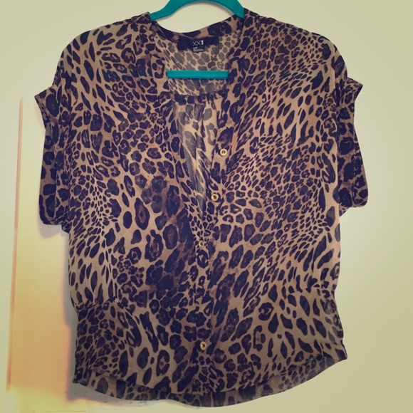 Silky cheetah print top small