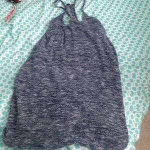 Navy blue and white cotton maxi dress